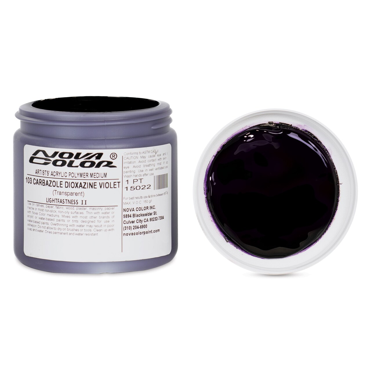 Nova Color Artists’ Acrylic Polymer Paint - Carbazole Dioxazine Violet, 473 ml Jar